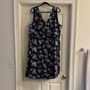 Torrid Black and Blue Floral Mini Dress